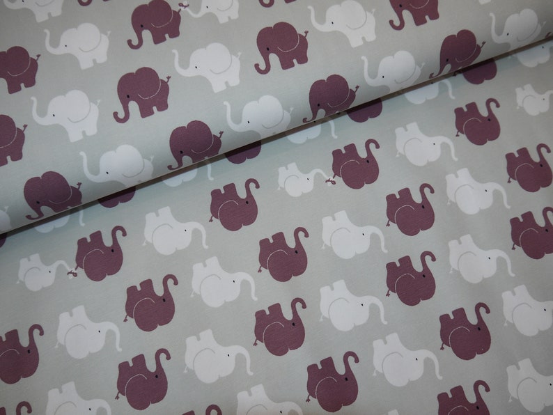 13,98Euro/meter Jersey Elephants grey light grey old purple fabric Elephant Parade image 2