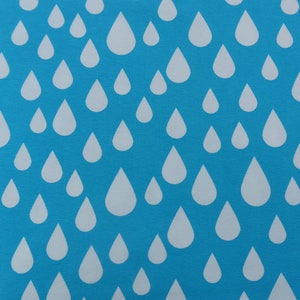 11.98 euros/meter jersey drops light blue white combination fabric cotton jersey rain children&#39;s fabric