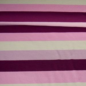 12,98Euro/m Blockstreifen Jersey lila rosa creme Baumwolljersey Streifen Stoff gestreift