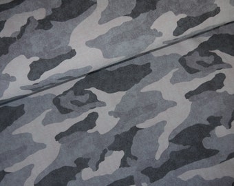 13,98Euro/m Camouflage Sweat Grau Tarnfleck Sweatshirt Stoff kuschelig angeraut unbunt cool