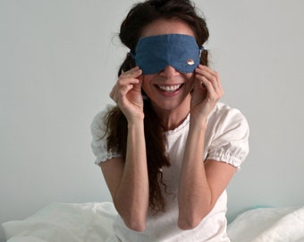 Sleep mask, Linen sleep mask, Travel accessories, Linen bedding,  womens accessories, linen woman, blue linen, vintage clothes