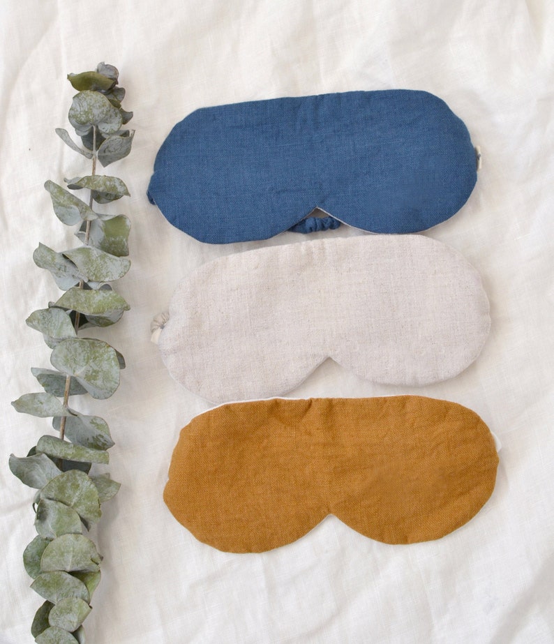 Sleep mask, Linen sleep mask, Eye mask, Mask for travel, Travel accessories, girlfriend gift, Mothers day gift, Organic linen image 3