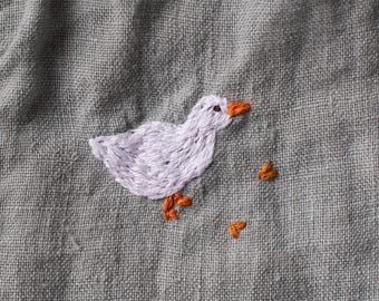 Duck embroidery, handmade embroidery, cotton embroidery, tshirt embroidery