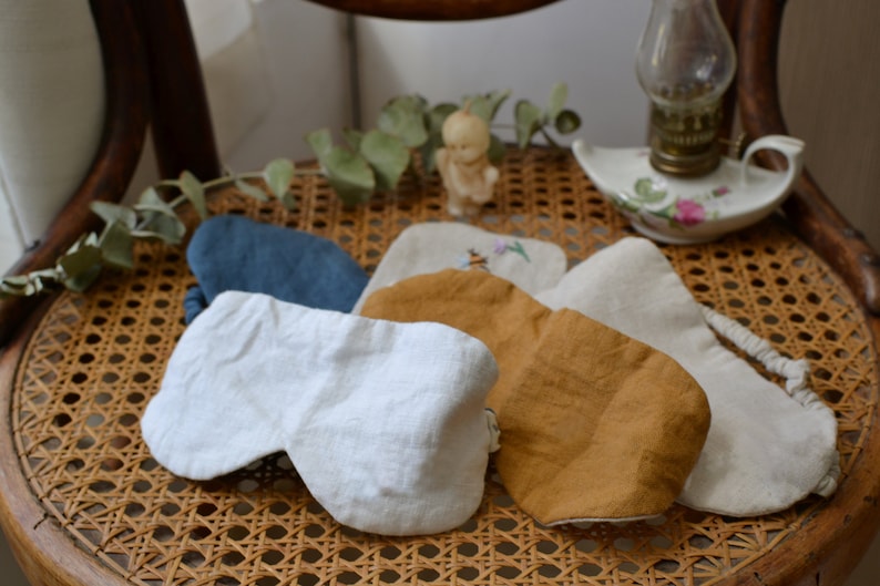 Sleep mask, Linen sleep mask, Eye mask, Mask for travel, Travel accessories, girlfriend gift, Mothers day gift, Organic linen image 1
