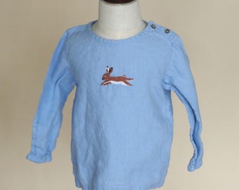 Boy shirt, toddler boy shirt, baby boy clothes, birthday outfit, easter tshirt, easter outfit, bunny embroidered, blue shirt