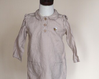 Linen Dress with long sleeves, summer dress for toddler, Baby Clothes, Summer Clothing, Toddler Dress, dress with embroidery
