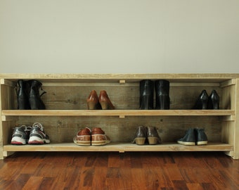 Shoe rack/shoe cabinet *Sanne* made of old lumber, lumber furniture, upcycling furniture