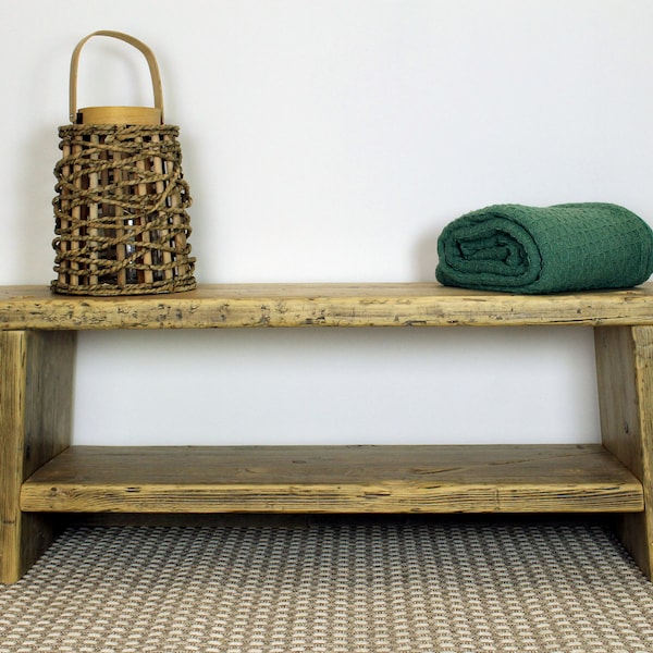 Bench wooden bench made of thick scaffolding planks, bench hallway bedroom, timber furniture, upcycling furniture, garden bench