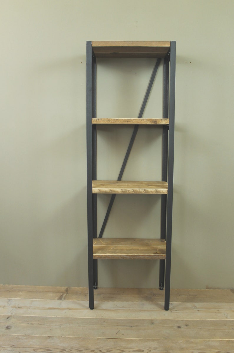 Regal Bücherregal aus Stahl und Bauholz, Bauholz Möbel, Upcycling Möbel Bild 4