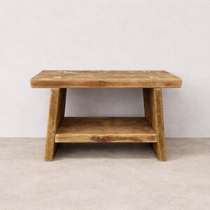 Houten bank gemaakt van dikke steigerplanken, bank voor hal of slaapkamer, meubelen van constructiehout, upcycled meubelen, tuinbank, hergebruikt hout afbeelding 5