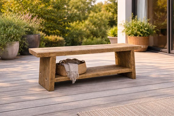 Gartenbank Sitzbank Holzbank aus dicken Gerüstplanken, Bank Terasse, Garten, Bauholz Möbel, Upcycling Möbel, Altholz