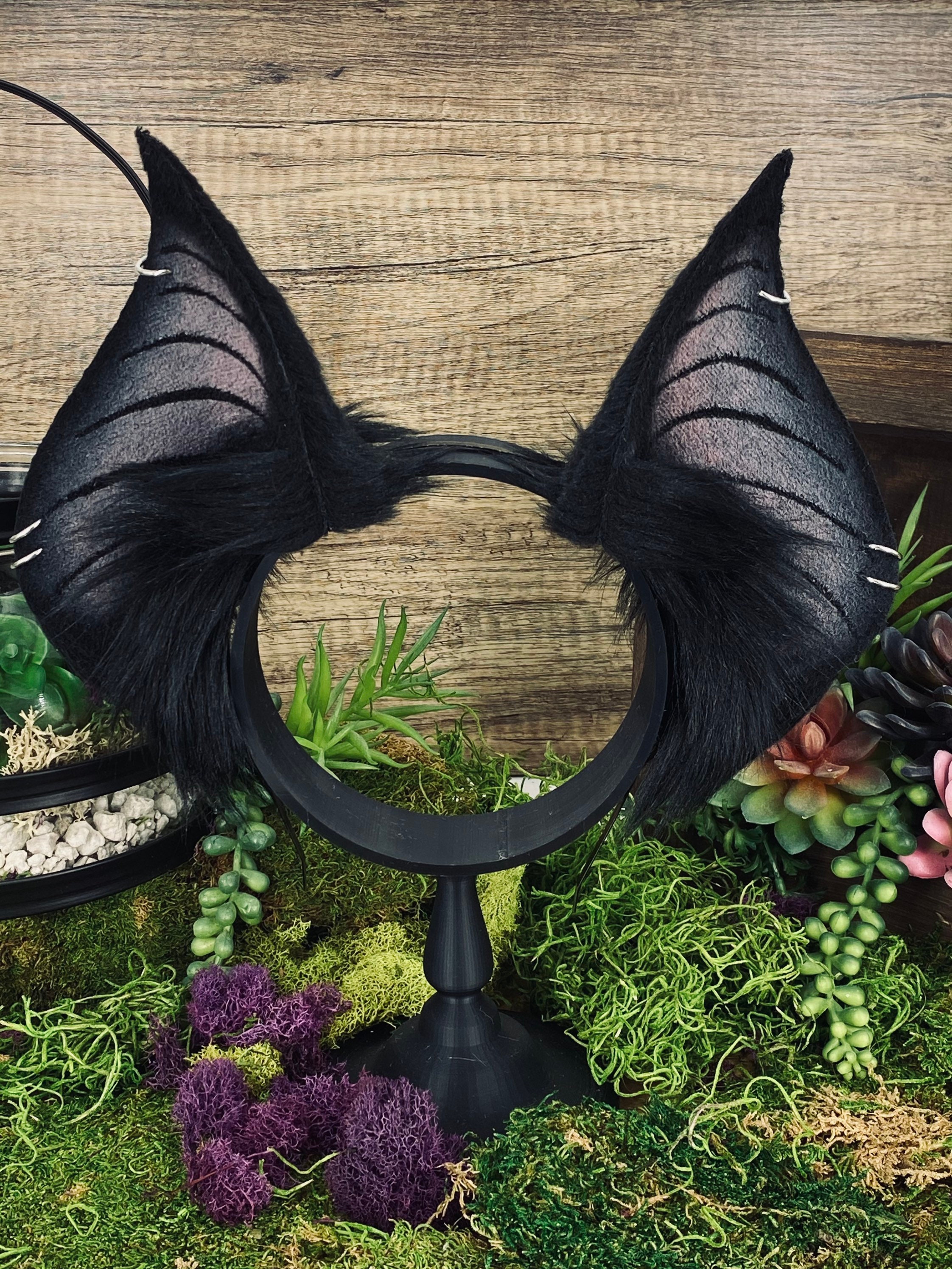 Faux Fur Ears BASIC BLACK BAT Etsy