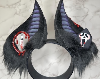 Faux fur ears- GHOSTFACE BAT