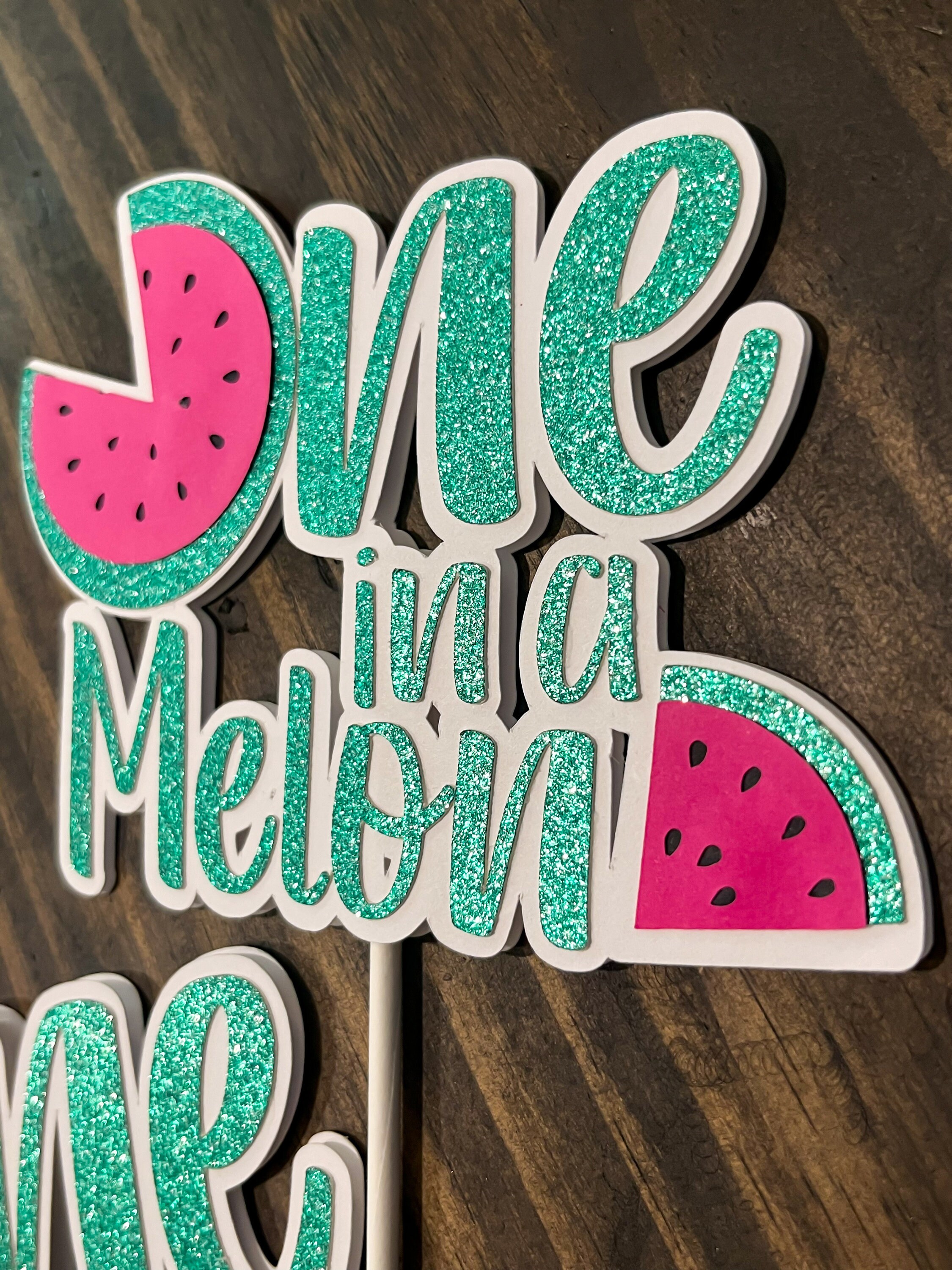 Topper Meilon One in A Melon Watermelon Cake Topper Glitter First Birthday ...
