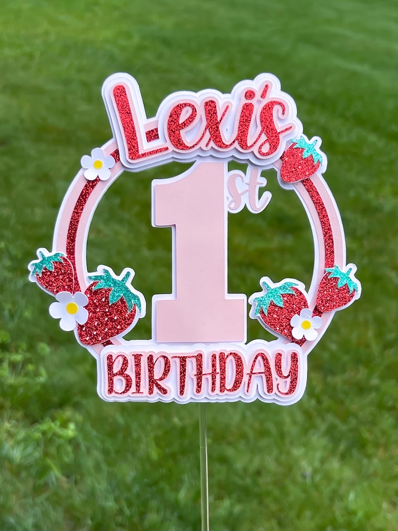 Berry First Birthday Cake Topper Strawberry - Etsy