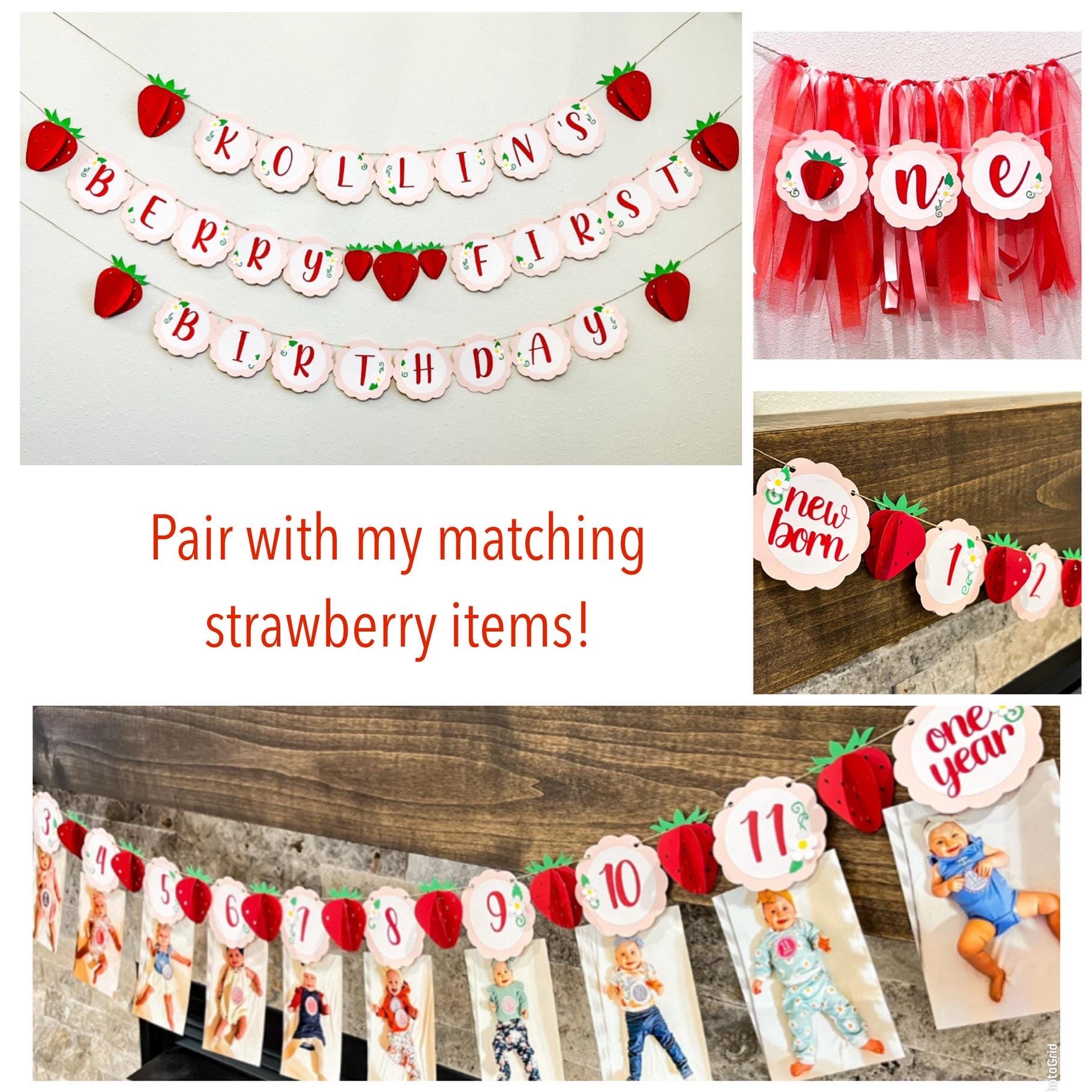 Berry First Birthday Cake Topper Strawberry - Etsy