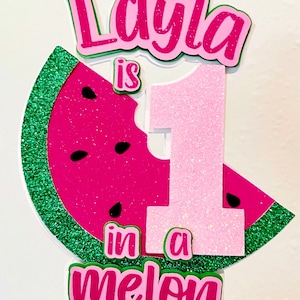 Watermelon Cake Topper: Glitter One In A Melon, First Birthday
