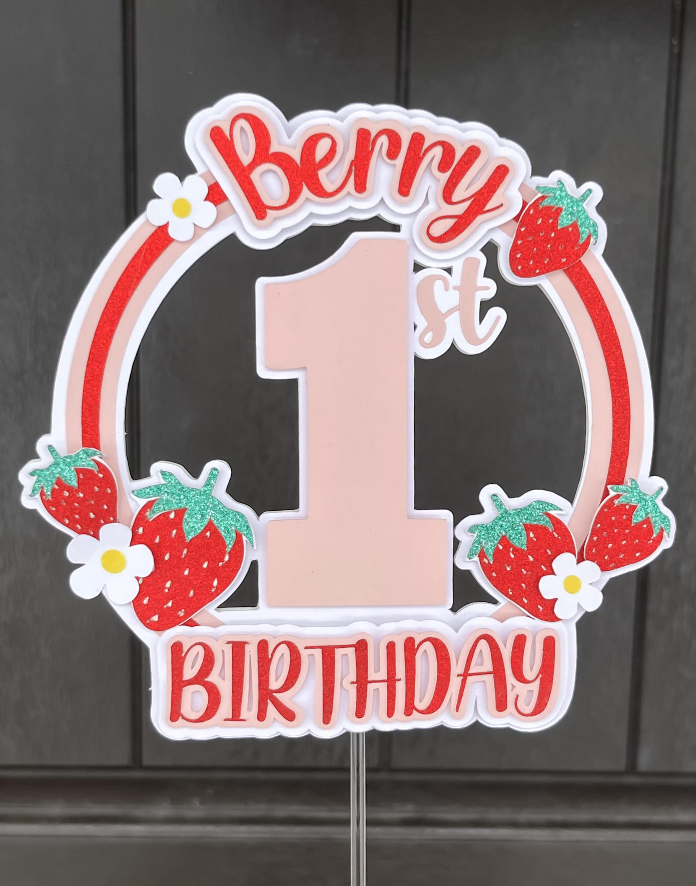 Berry First Birthday Cake Topper Strawberry - Etsy