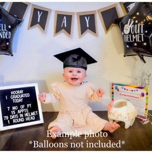 Helmet Graduation Vinyl Transfer Sticker Baby Photo Prop Peace Out Well Rounded for Balloon