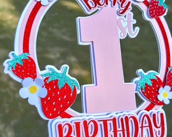 Berry First Birthday Cake Topper Strawberry