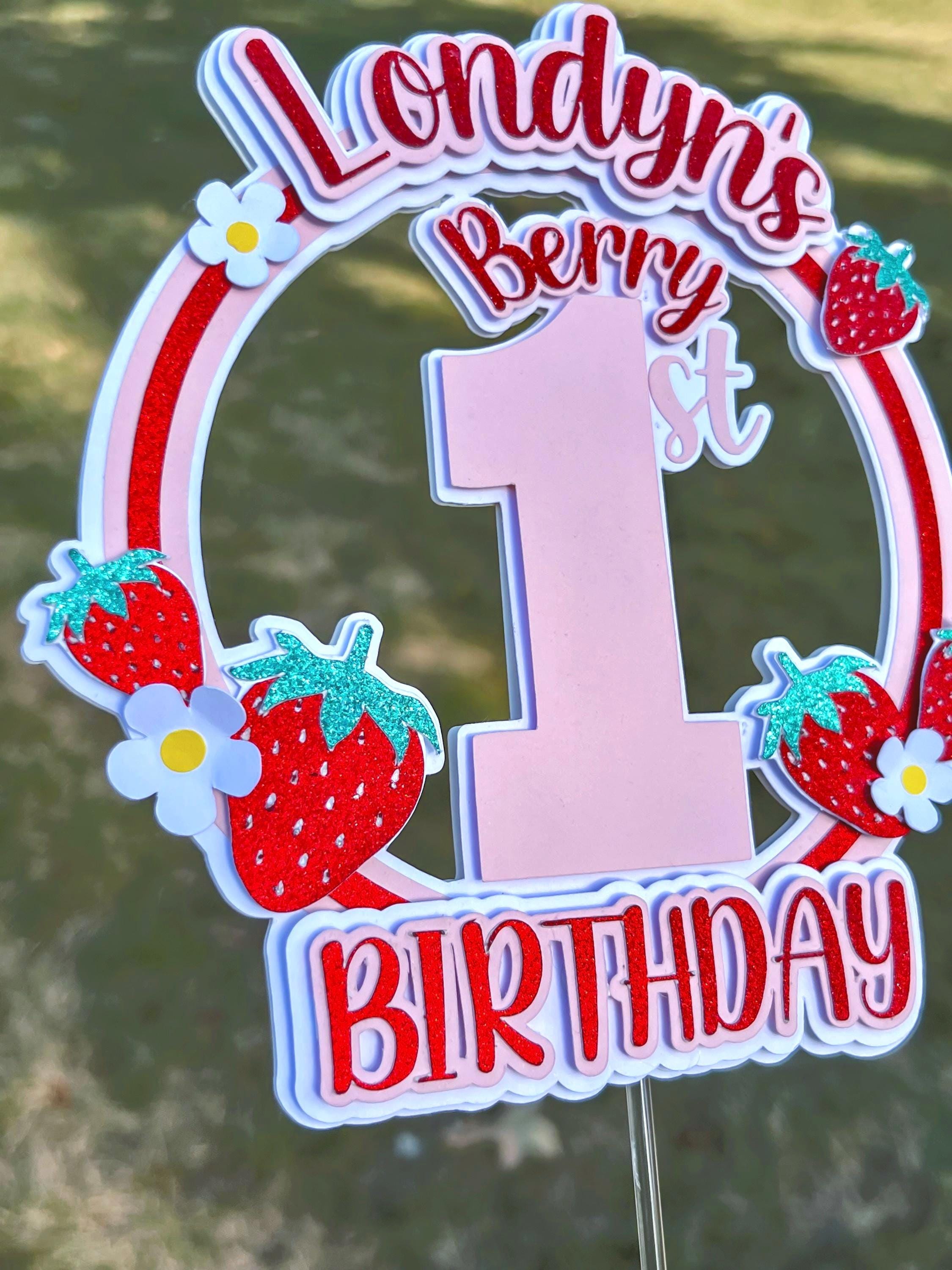 Berry First Birthday Cake Topper Strawberry - Etsy