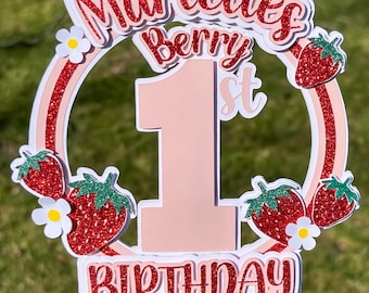 Strawberry Cake Topper | Berry First Birthday | Sweet One Strawberry ...