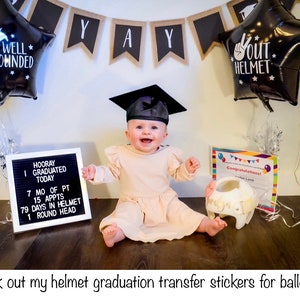 Helmet Graduation Personalized Banner Baby Cap Congrats Well Rounded Photo Prop Plagiocephaly Brachycephaly Customized Name