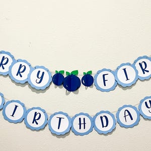 Blueberry Berry First Birthday Photo Banner Garland Personalized 1st customized name