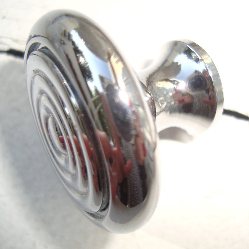 Vintage Mid-Century Bright Chrome Pull Cabinet Drawer Handle