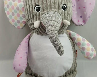 embroidered cuddly toy, elephant with sensory elements