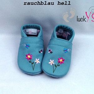 Krabbelschuhe, Lederpuschen, Blumen, Name, personalisierbar afbeelding 5