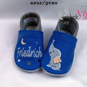 Krabbelschuhe, Lederpuschen,Elefant, Name, personalisierbar Bild 6