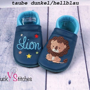 Crawling shoes, leather slippers, lion, name, customizable