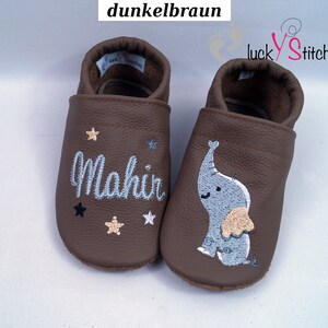 Krabbelschuhe, Lederpuschen,Elefant, Name, personalisierbar Bild 5