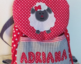 Kindergarten Rucksack mit Namen und Schaf