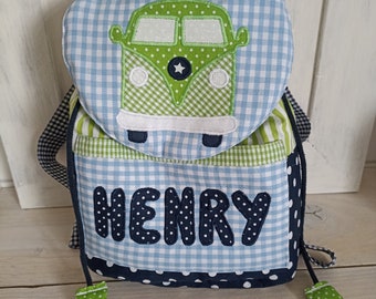 Kindergarten Rucksack mit Namen Bus