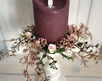 filigraner Kerzenkranz Frühling Sommer ganzjährige Tischdeko für Stumpenkerzen Kerzenglas