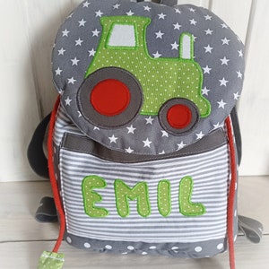 Kindergarten backpack with tractor