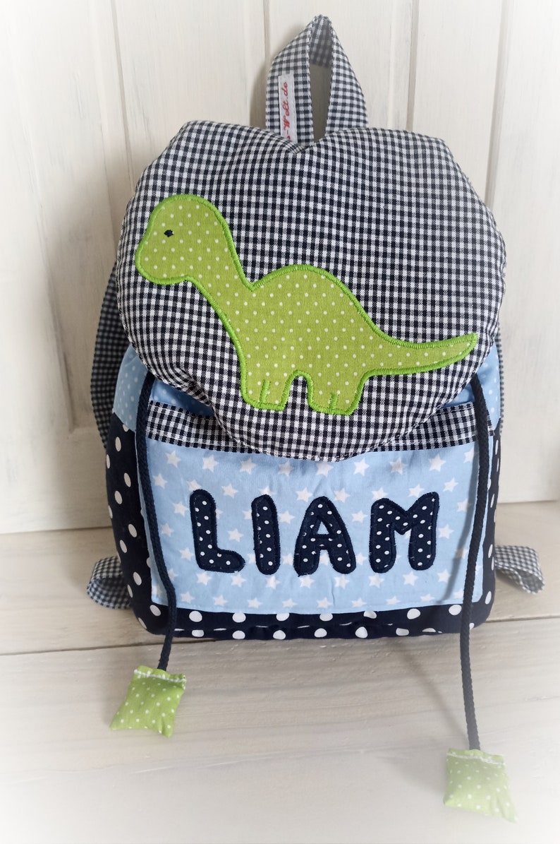 Kindergarten-Rucksack mit Wunschnamen und Dino Bild 2