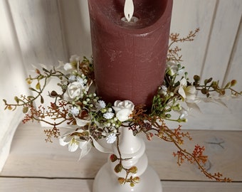 filigraner Kerzenkranz Frühling Sommer ganzjährige Tischdeko für Stumpenkerzen Kerzenglas