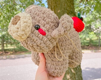 Apfelobstgarten Bär Plushie Häkeln Riesen weich und flauschig Amigurumi -Teddybär -Halloween -Herbst -Äpfel -Cottage Kern -Herbst -Gemütliches Plüsch
