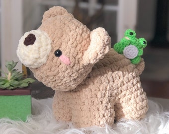 Pluszowy miś żaba szydełkowy gigantyczny miękki i puszysty Amigurumi - miś pluszowy - miłośnik żab - miłośnik misiów - słodki pluszak - rdzeń domku - pluszowy miś żaba