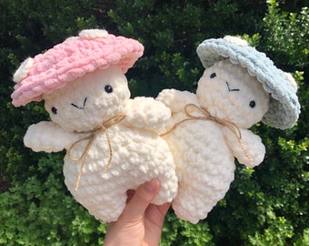 Cottage Core Mushroom Pal Plushie Szydełkowy Amigurumi - Szałwiowy Zielony - Przytulny - Miękki - Miękki i Puszysty - Aksamitny - Pluszowy Grzyb - Pluszowy Muchomor