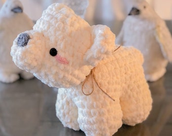 Gehäkelter, riesiger, weicher und flauschiger Eisbär aus Winterfell – Amigurumi – Teddybär – Weihnachten – Winter – Schnee – Schal – Weihnachtsgeschenk – Kuscheliges Plüschtier