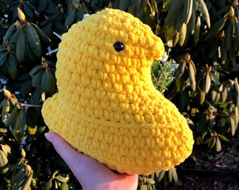 Pluszowa pianka Peep, miękka i puszysta, szydełkowana amigurumi - wielkanocna pluszowa zabawka - różowo-żółte Peep - wiosenna pluszowa zabawka - szydełkowa Peep - aksamitny kurczak