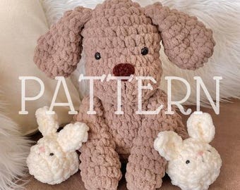 CYFROWY WZÓR PDF Pluszowy piesek Slumber Pup (ze zdjęciami!) - terminologia angielska i amerykańska - piesek w kapciach w kształcie króliczka, wzór szydełkowy amigurumi