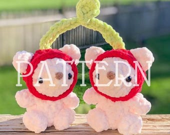 CYFROWY WZÓR PDF na oryginalną pluszową maskotkę Cherry Bearries (ze zdjęciami!) - terminologia angielska i amerykańska - wzór szydełkowy na misia amigurumi