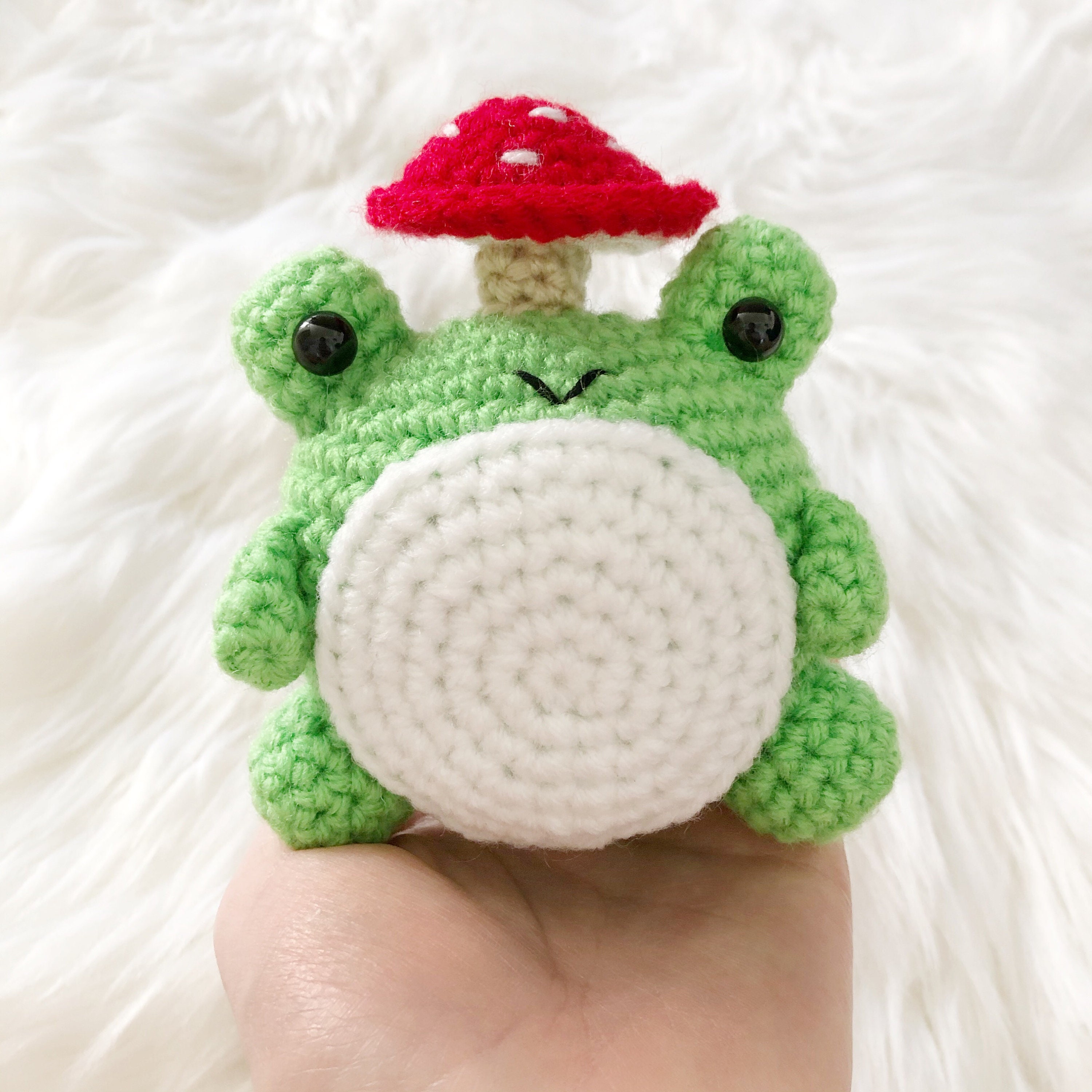 Frog Mushroom Poppable Plushie Crochet Amigurumi cottage Core cute