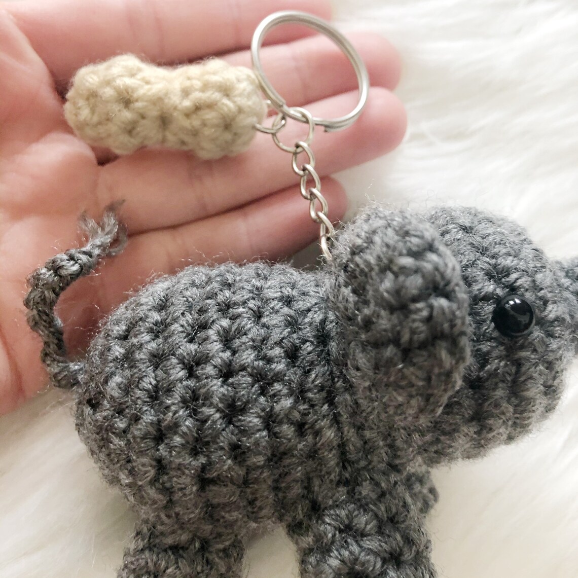 Peanut the Elephant Keychain Crochet Amigurumi Elephant Lover Etsy