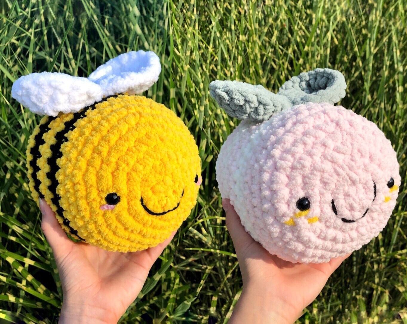 Bees stuffed animals , crochet stuff bumble bee, cute farm b